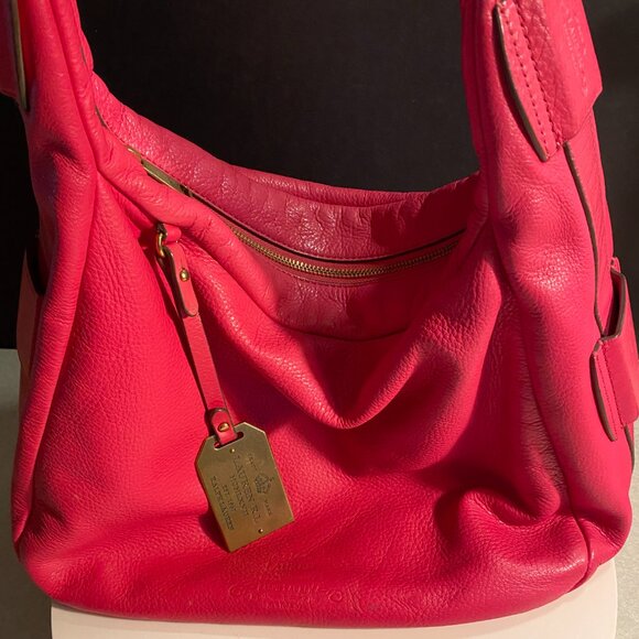 Ralph Lauren Pebbled Leather Shoulder Bag - Hot Pink - Brass Hardware - Picture 4 of 15
